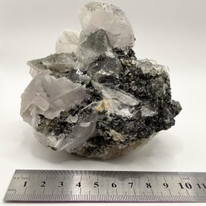 Fluroescent Mangano Calcite with Quartz, Pyrite & Sphalerite - Huanggang Mine